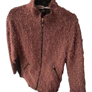 Jamie Sadock Jacket Furry Fringe. Brown. Women's Size L